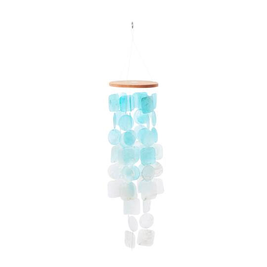 Blue Capiz shell Coastal Windchime, 24"